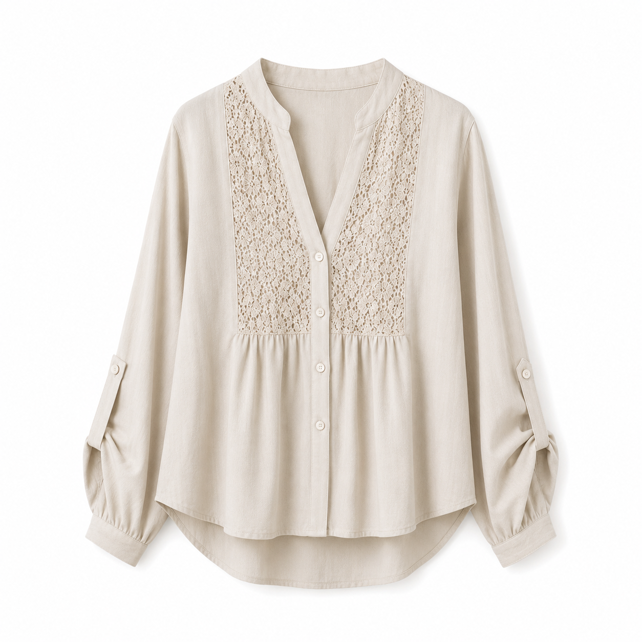 BLUSA CON CUELLO EN V Y BOTONES