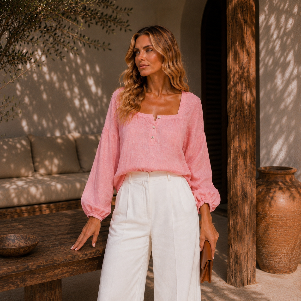 BLUSA LINO ROSA